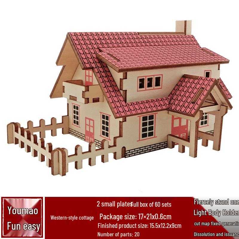 DIY 3D Wooden Building Puzzle - Children s Educational Assembly Toy