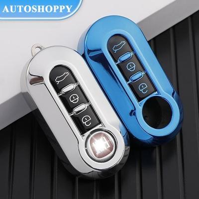Akcijos 3 mygtukai TPU Gold Edge automobilio atverčiamo rakto dėklo dangtelis Fiat Ducato 500 500L Panda Grande Punto Lancia Musa priedai