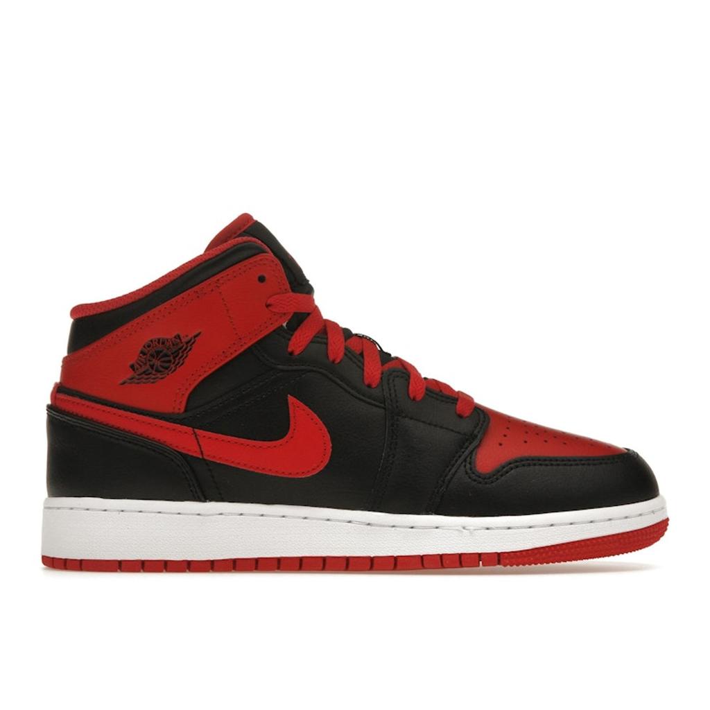 Air Jordan 1 Mid GS Alternate Bred Kids Sneakers Black Fire-Red White DQ8423-060