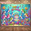 2D Underwater Shark Ocean Birthday Photography Background Banner