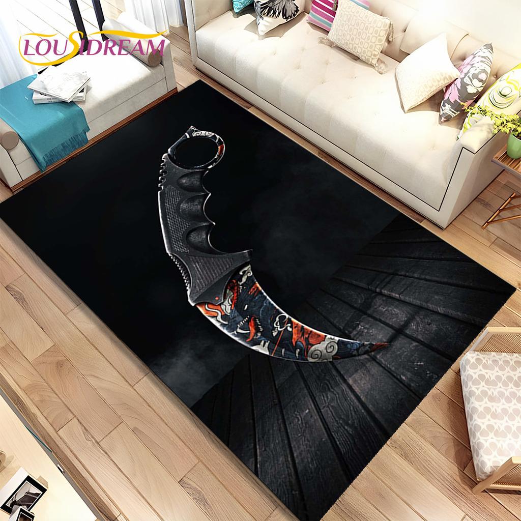 CS,knife,Swiss Knife Sword Games Area Rug,Carpet Rug for Home Living Room Children Bedroom Sofa Doormat Decor,Non-slip Floor Mat