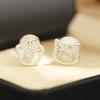 Cute Korean version Sweet stone-encrusted cat head cat paw earrings Asymmetrical commuting No pierced earrings Earrings Women's