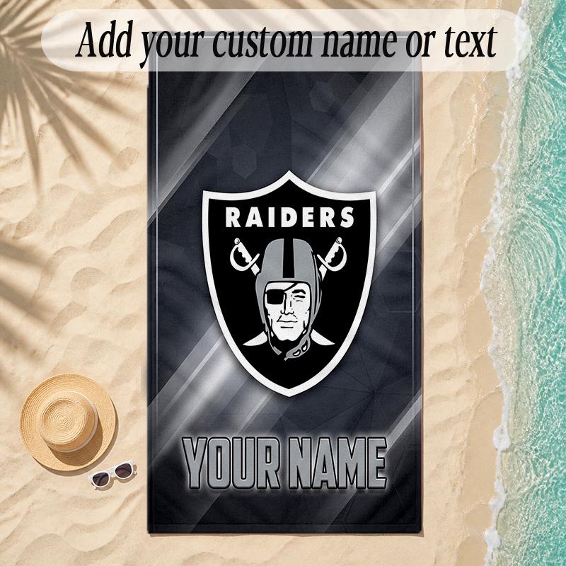 Beach TowelLas Vegas Raiders Custom Name Text Personalized Soft Towel for Beach Pool Indoor Home Decor Gift
