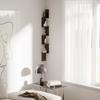 Corner Wall Shelf, 5-Tier, 120 cm High, Zigzag, Black Wood