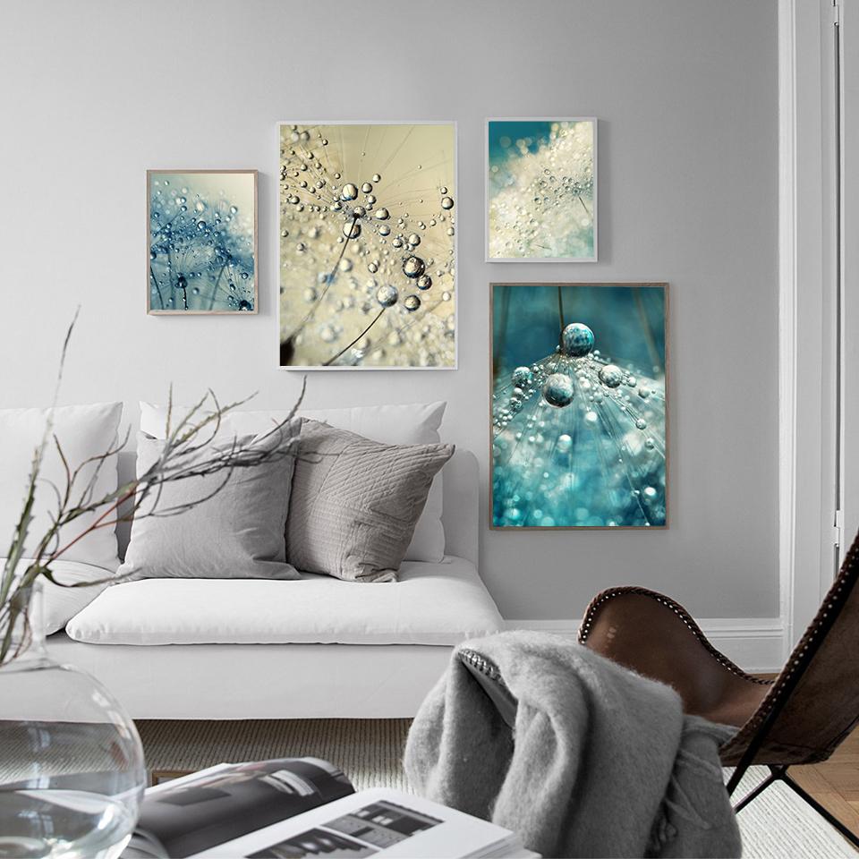 Gråblå Växt Maskros Suckulent Canvas Målning Nordiskt Landskap Fotografi Poster Modern Heminredning Vardagsrum Sovrum