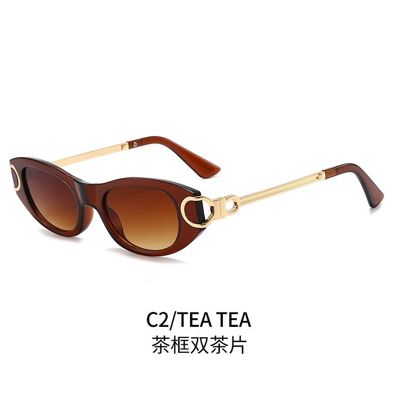 Retro Oval Sunglasses For Women 90S-Style Classic Oval Frame Sun Glasses Fashion Vintage Cat Eye Shades
