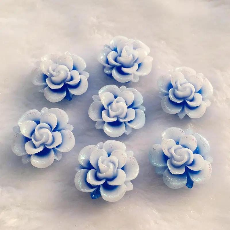 15pcs 19mm Resin Flower Rhinestone Flatback Cabochon for DIY Wedding Decoration -A62