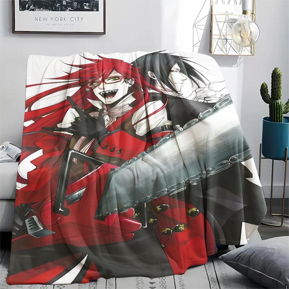 1PC Black Butler Print Flannel Blanket, High quality All Seasons, Home Decor, Warmth and Comfort, Perfect for Christmas Gifts