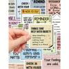 50pcs English Text Reminder Stickers Waterproof For Phone Case, Luggage, Laptop Decor Back To School