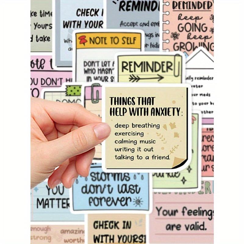 50pcs English Text Reminder Stickers Waterproof For Phone Case, Luggage, Laptop Decor Back To School