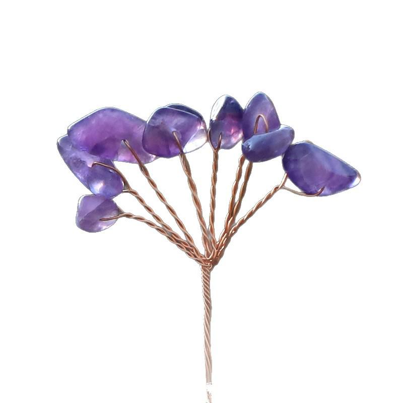 

Yellow Crystal Chip Fortune Tree DIY Kit with Hand-Woven Copper Wire Flower Accessories Brazilian Ametrine (9 heads)