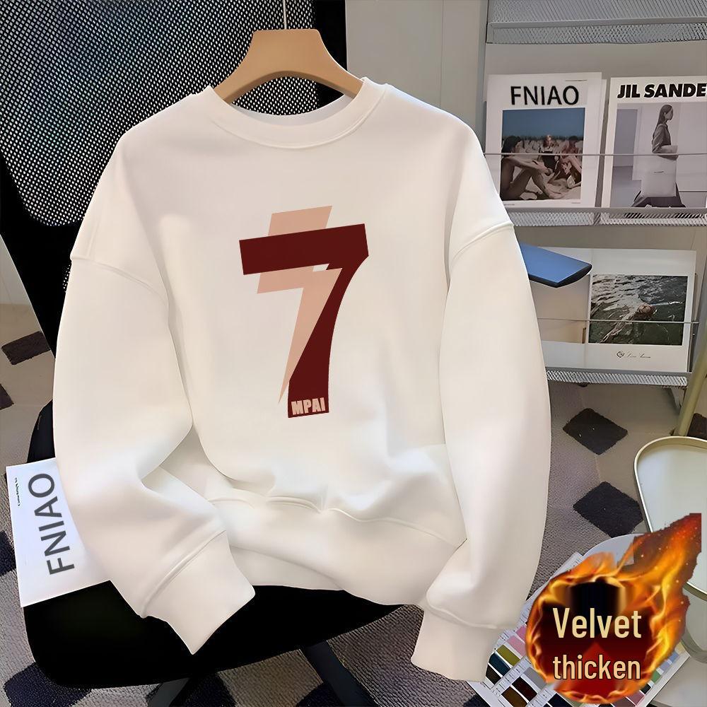 Men's 2025 Winter Trendy American Round Neck Plus Velvet Thick Hoodie – High Street Style Loose Fit Pullover