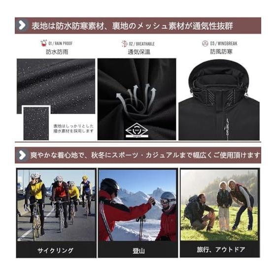 [uptoyou] Windbreaker Jumper Men's Jacket Mountain Parka Blouson Light Outerwear Large Size Outdoor Windproof Cold Protection Waterproof Lightweight