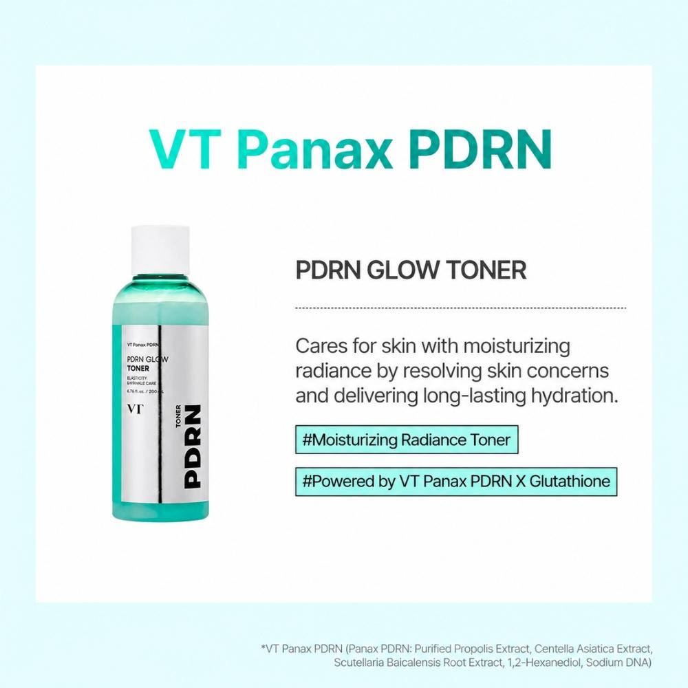 VT COSMETICS PDRN Glow Toner + Mist Spray Bottle Set (200ml X 2EA / 6.76 Fl. Oz X 2EA)