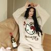 2025 Autumn/Winter Women's KT Cat Thickened Velvet Pajamas Set - Warm Long-Pile Fleece Homewear