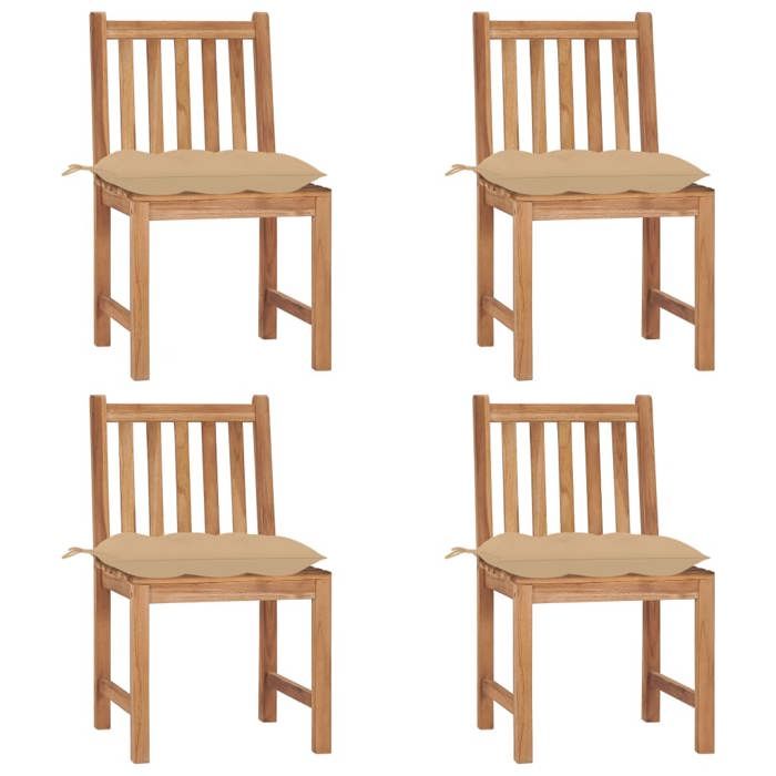 VidaXL Lot de 4 Chaises de Jardin avec Coussins, Sièges de Terrasse, Chaises de Salle à Manger, Meubles de Patio Extérieur, 3073106