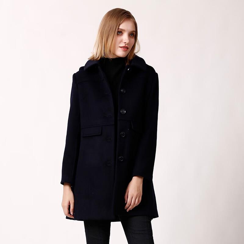 Anlom Women's Hooded Mid-Length Wool Blend Coat