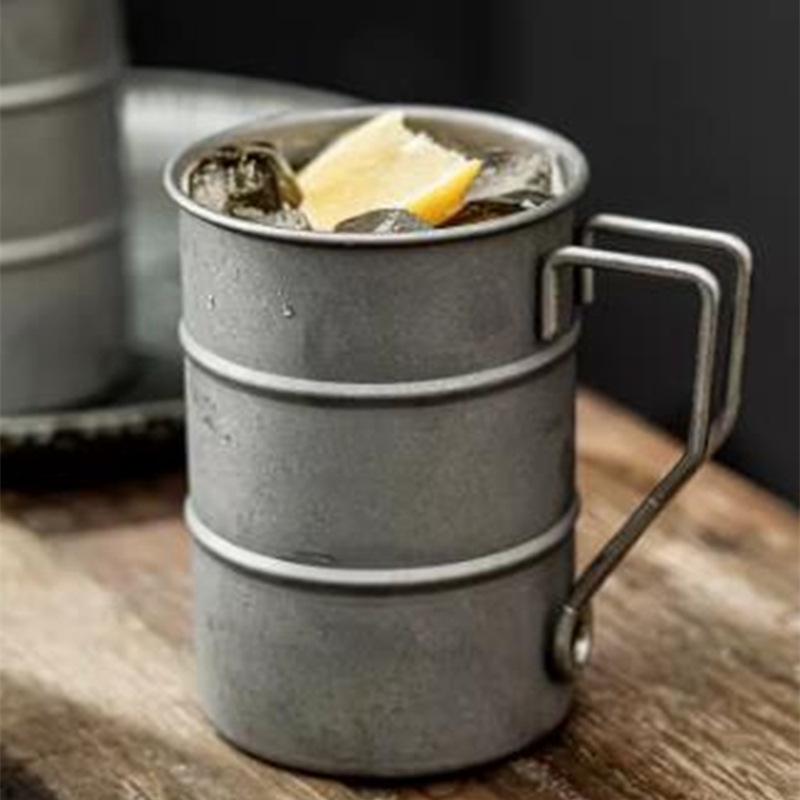 Boccale da Birra Retrò in Acciaio Inossidabile 304 con Manico – Tazza Creativa per Personalità da Esterno