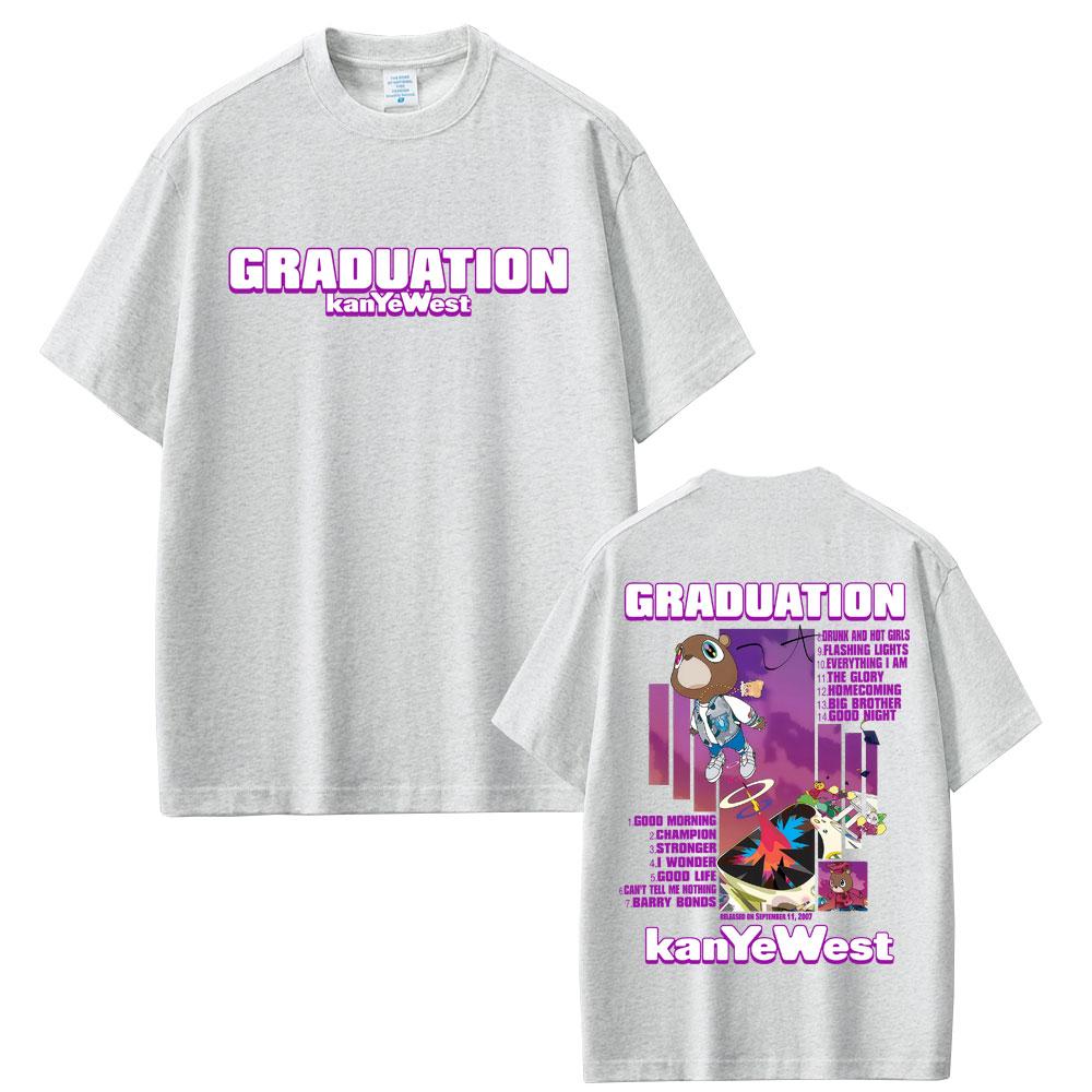 Rapper Kanye West Graduation Bär Grafik T-Shirts Herren Hip Hop Mode Popmusik T-Shirts Herren Lässiges Baumwoll-Vintage-T-Shirt