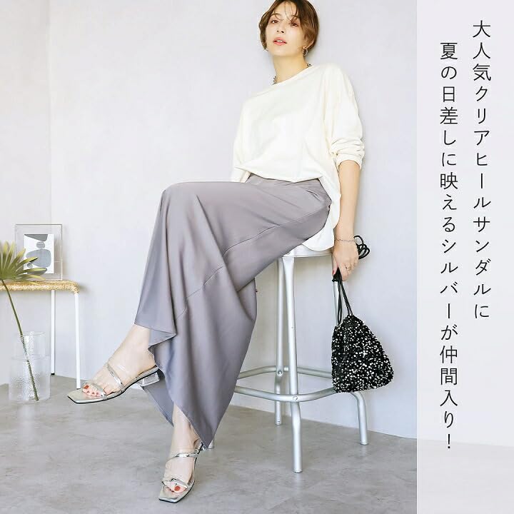 Vivian Damen Pantoletten mit transparenten Absätzen, niedrigem Absatz, V0375SM, Beige, Größe S (22,0-22,5)