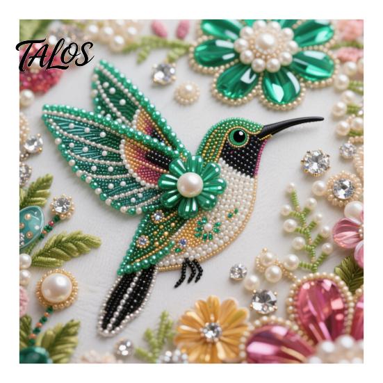Decorative Tabletop Craft Ornaments Luxury Faux Pearl Rhinestone Painting Kit, 25x25cm DIY Resin Art with Animal Unique Projects Floral Patterns,