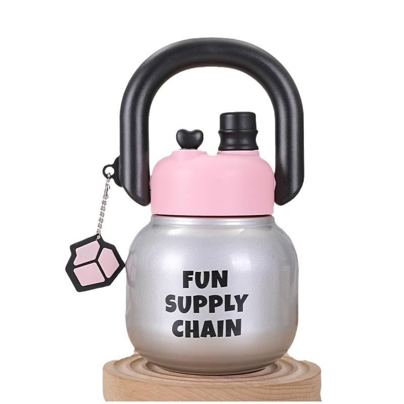 Big Belly Double Straw Water Bottle - Large Capacity Summer Cup for Girls