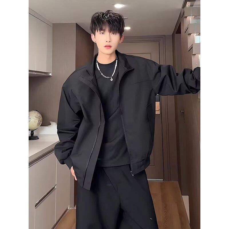 2026 New Men's Spring Casual Versatile Stand Collar Loose Workwear Jacket