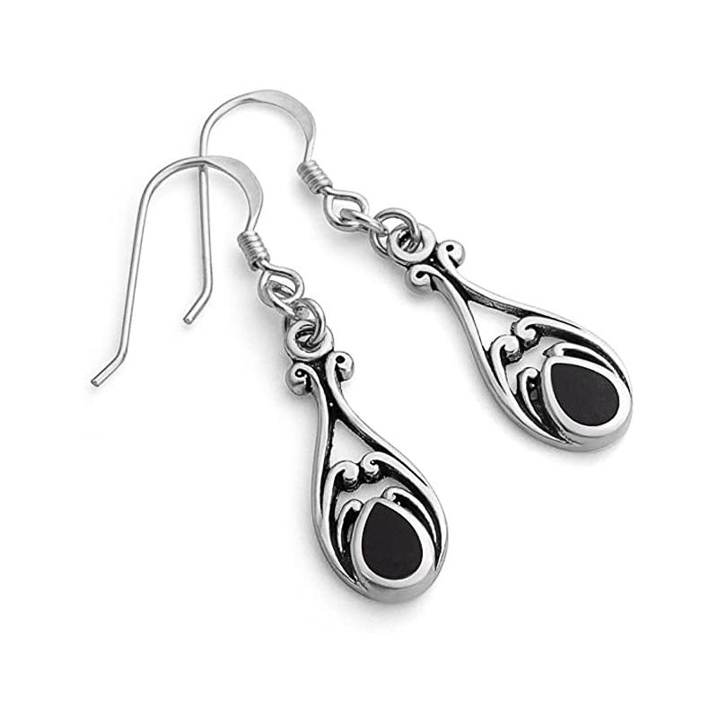 

Huitan Vintage Hanging Earrings for Women Black Epoxy Design Elegant Female Accessories High Quality Retro Zircon Drop Shipping