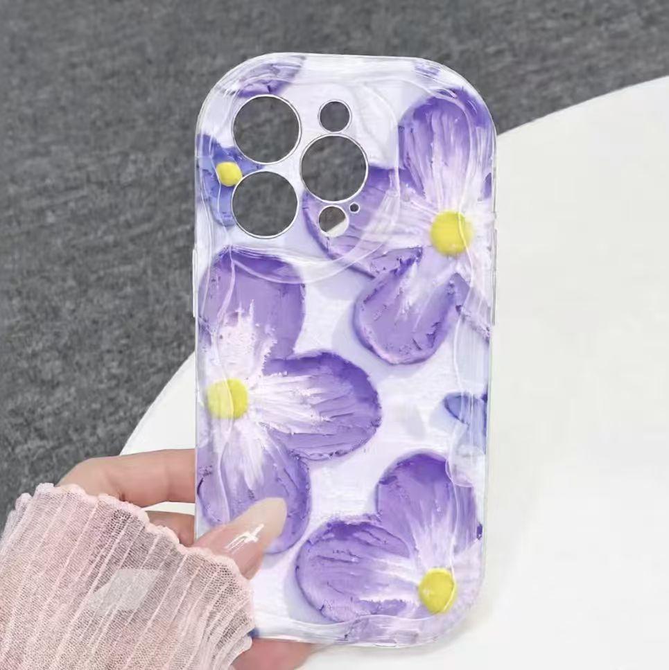 Purple Flower for Iphone17promax Phone Case Apple 16/14pro13/12/15/11 Bracelet X