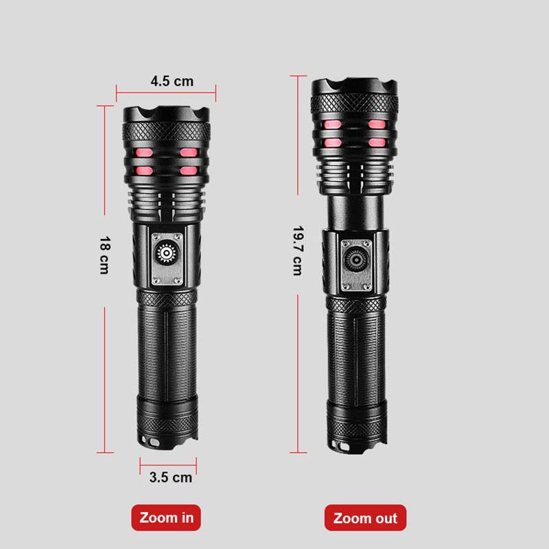 Large Aperture LED Flashlight High Power Rechargeable Torch Outdoor Waterproof Work Emergency Tactical Flashlights Hunting Light