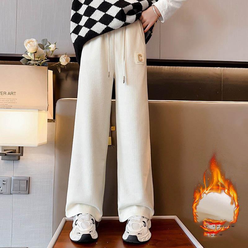 Mode Hiver Enfants Pantalon en Velours Côtelé Pantalon Chaud Doublé en Polaire Grandes Filles Jeunes Enfants Pantalon Ample Vêtements pour Adolescents 4-16 Ans
