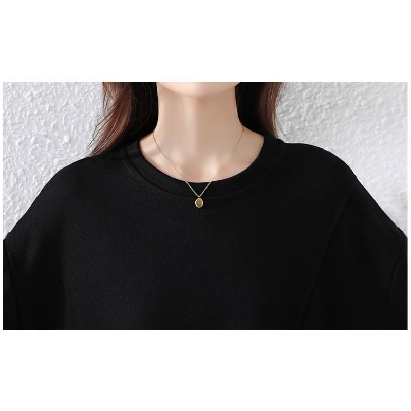 DIMANAF 2025 Autumn Plus Size Women Hoodies Shirts Long Sleeve T-shirt Loose Casual Tops Tees Black