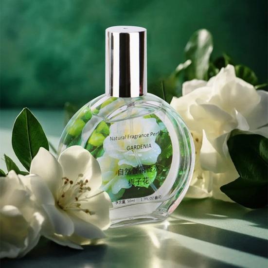 50ml Natural Fragrance Perfume for Women, Long Lasting Floral Fruity Scent, Transparent Round Bottle with Golden Cap Romantic Gift, Ideal for