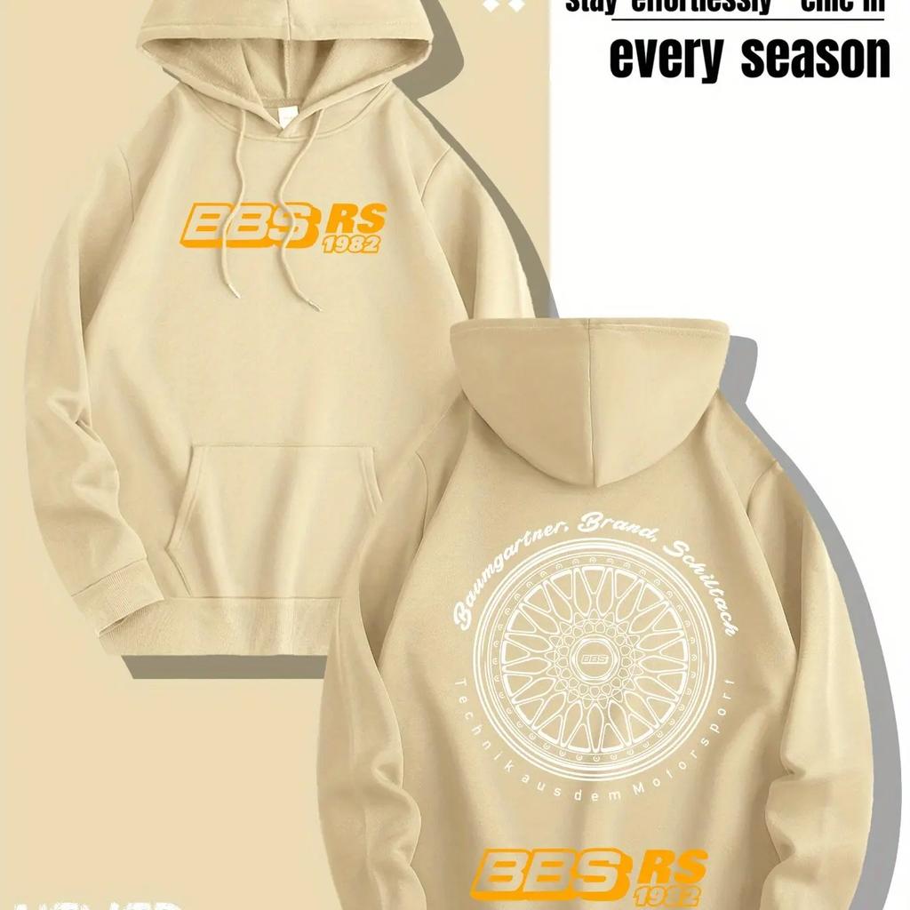 Men's Casual Hooded Sweatshirt Printed with BBS Wheel Logo Autumn and Winter Fashion Pullover Sweater Hoodie