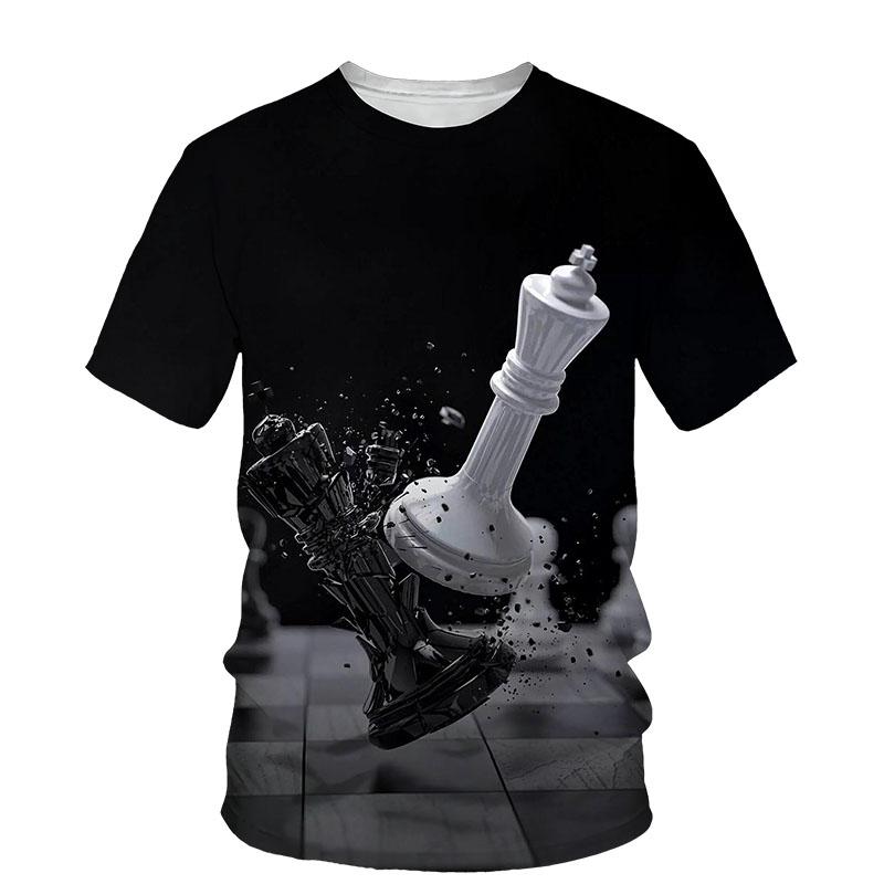Trend 3D Printed Chess Graphic T Shirts For Men Short Sleeve Casual Tee Tops Streetwear Full Print Men Tshirt Designer Clothes Men