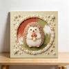 DIY 5D Pearl Bead Painting Kit with Frame Cute Hedgehog Mushroom Design Shiny Canvas Art for Bedroom Wall Decor and Special Artistic Gift