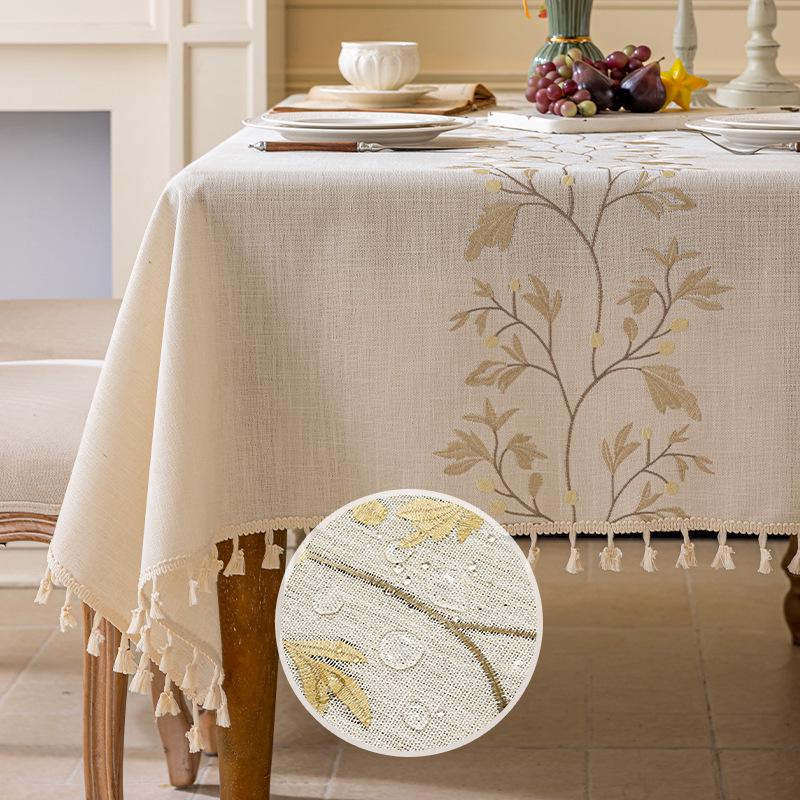 Nordic-Style Waterproof & Dustproof Cotton-Linen Tablecloth - Rectangular, Wear-Resistant Coffee Table Cover