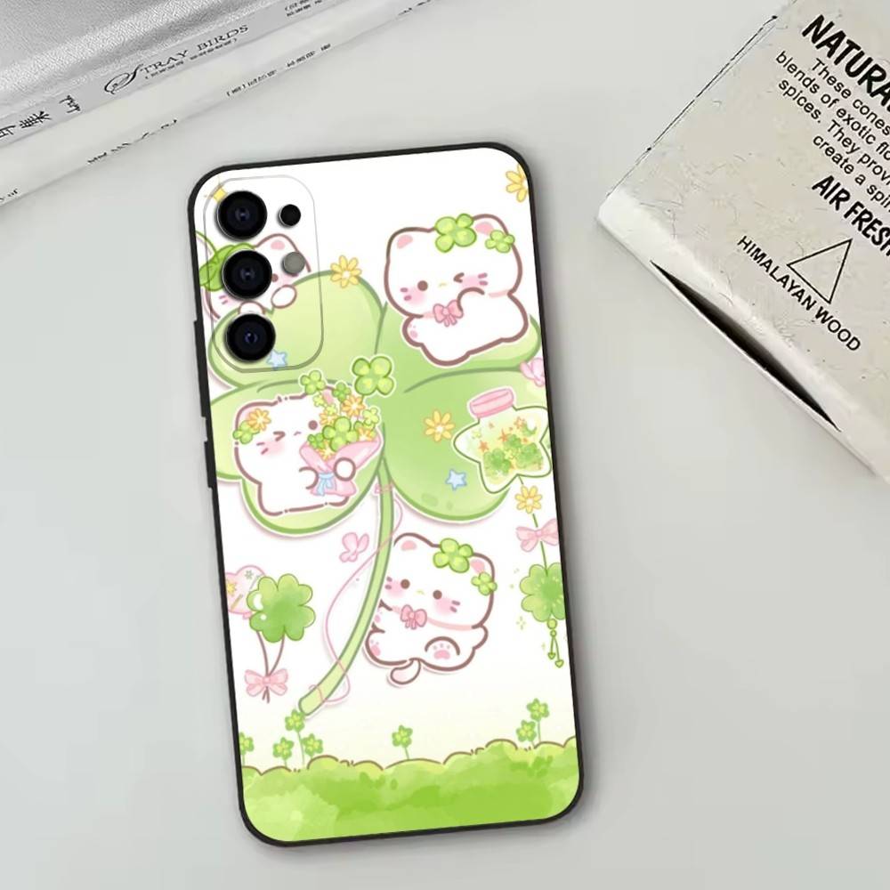 Lucky Clover   Phone Case Black Silicone Soft For Samsung S25,S24,S21,S22,S23,S30,Ultra,S20,Plus,Fe,Lite