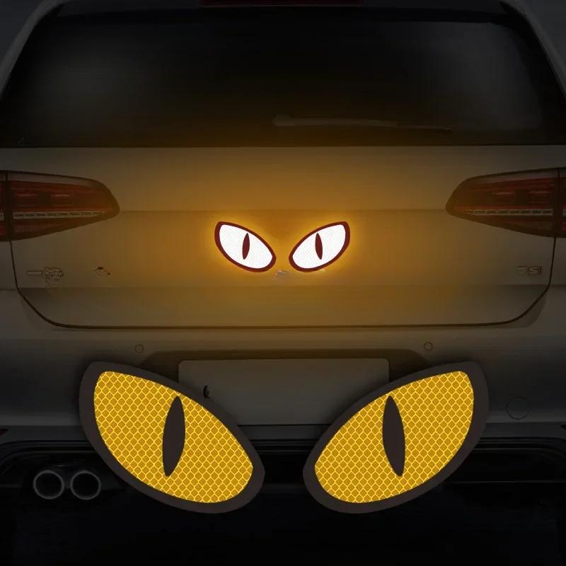 2 piezas Ojos de Gato Diablo Advertencia Cinta Reflectante de Seguridad para Coche Auto Camión Motocicleta Remolque Tira de Advertencia de Seguridad