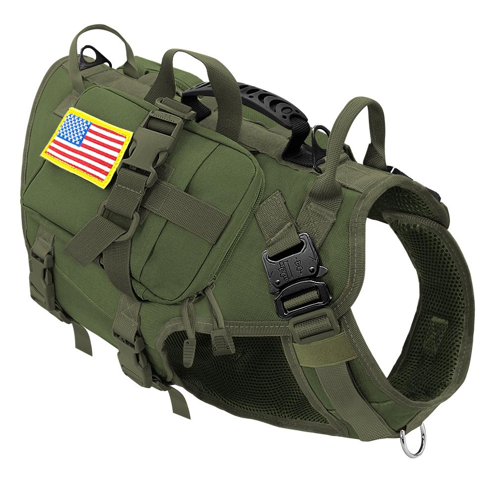 Strong Nylon Dog Harness Tactical Military Pet Vest Harnesses With Bag Working Dog Training Vests For Medium Large Dogs