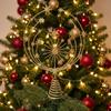 Christmas Tree Top Finial | Glittery Openwork Design, Gold-Toned, Ornament, for