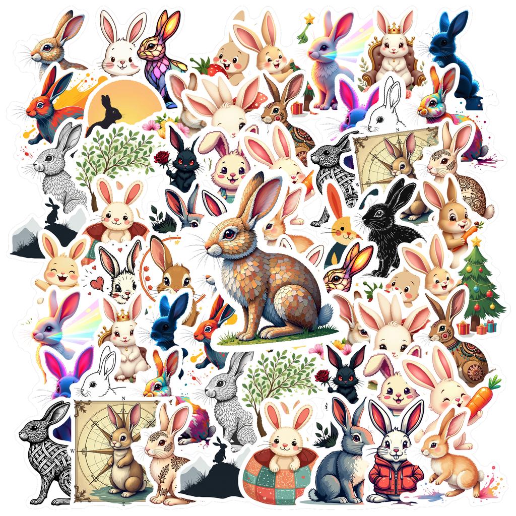 35-50pcs Cartoon Rabbit Stickers Kawaii Easter Bunny Graffiti Diy Laptop Decals Decoration Stiker Reward Stationery