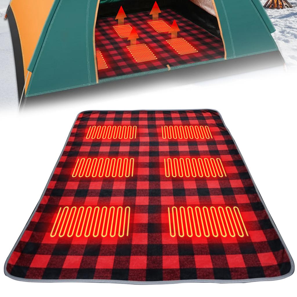 Outdoor Electric Heating Pads 3 Adjustable Temperature Camping Heating Sleeping Pad with 6 Heating Zones for Hiking Picnic