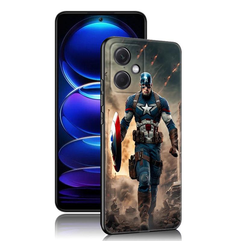 Captain America Black Silicone Phone Case For Xiaomi Redmi Note 10 11 11S 12 13 4G 8 9 11T Pro 5G Plus 8T 9S 10S 12S
