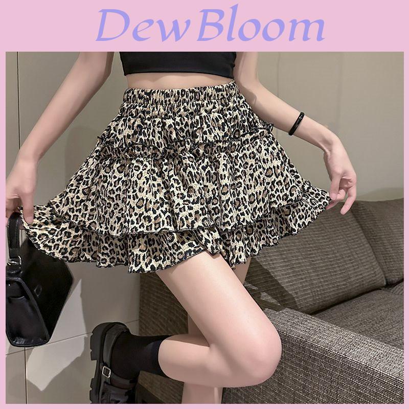 Leopard Print High Waist Mini Skirt With Pleated Design For Summer Fashion