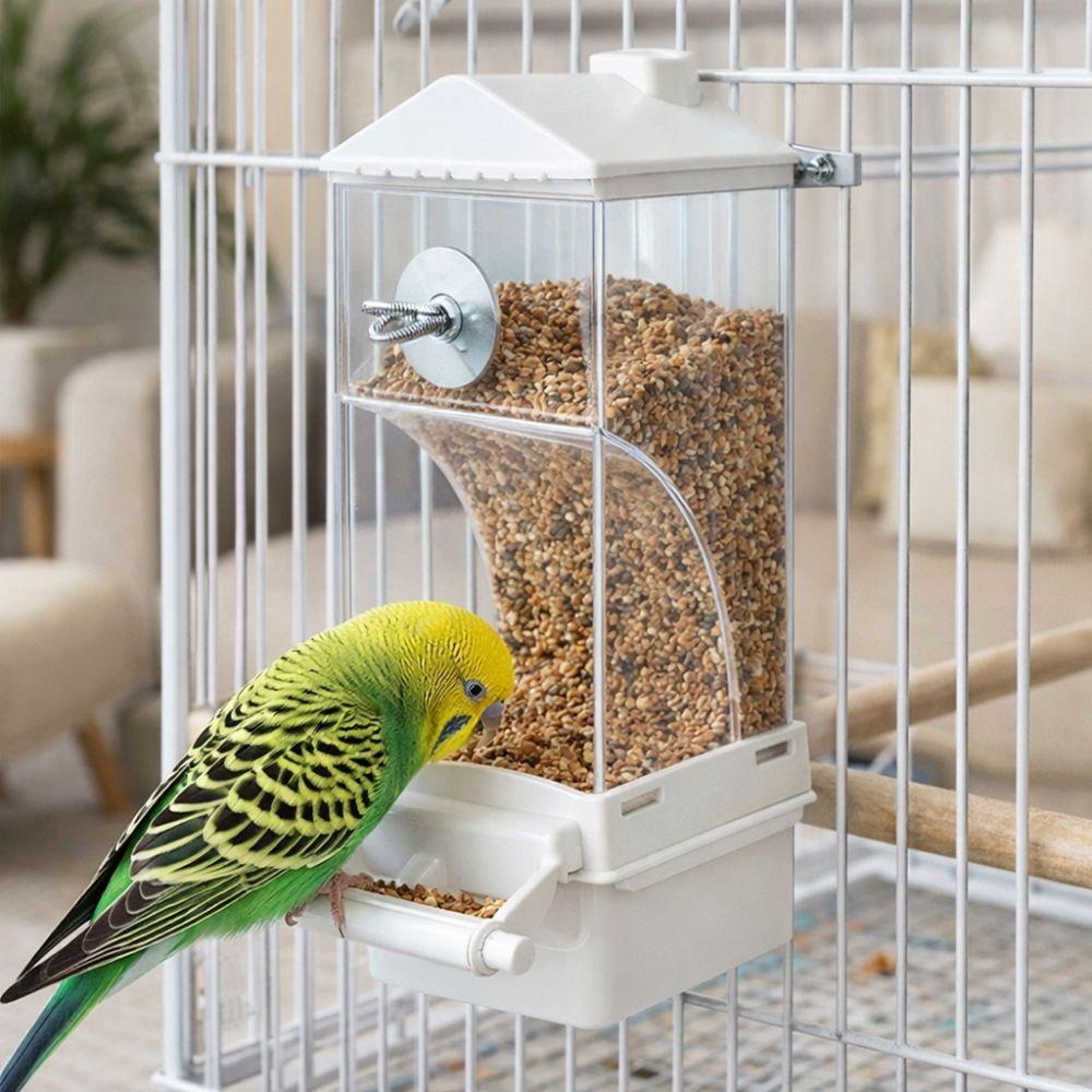 Transparent Automatic Bird Feeder Large Capacity Parrot Cage Feeder Bird Feeder Dispenser Pet Cage