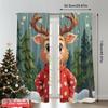 2pcs 2D Flat Printing Merry Christmas Curtains Deer Wearing Christmas Sweater Forest Polyester Without Electricity Festive Wall