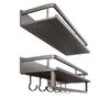 TLXT Stainless Steel Wall-Mounted Bathroom Shelf with Towel Bar and Hooks