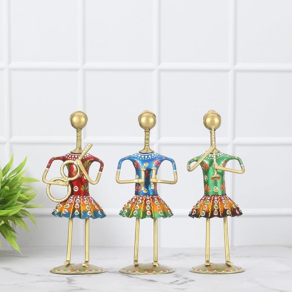 Artizanat Muzician Vintage (Set de 3) | Decor pentru casă pentru sufragerie | Decorațiune interioară | Piesă de expoziție decorativă cu figurine de muzicieni (multicolor)