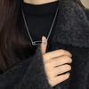 Sterling Silver Cross Flower Brooch Necklace, Unisex Trendy O-Shaped Sweater Chain with Universal Clasp